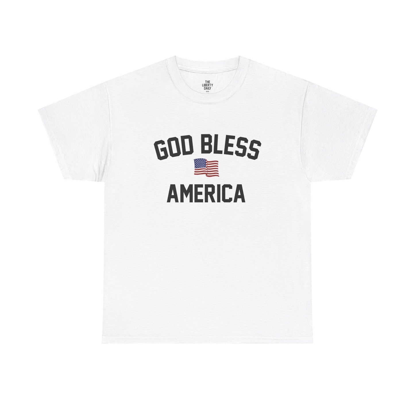 God Bless America - Graphic Tee with American Flag Design